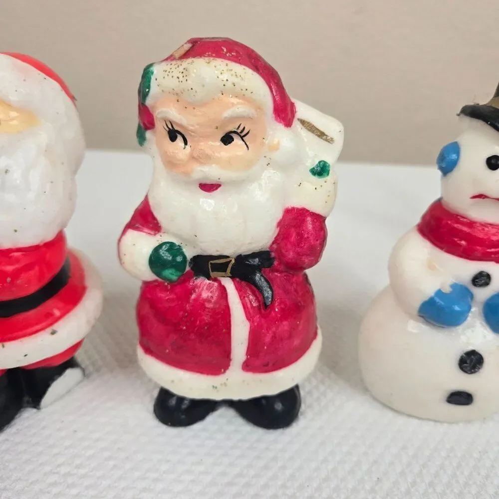 Vintage Gurly Halo Christmas Candle Lot 10 Santa Snowman Angel Tree Choir